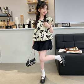 女童夏装短袖套装新款儿童中大童女孩时髦洋气夏季短裤两件套