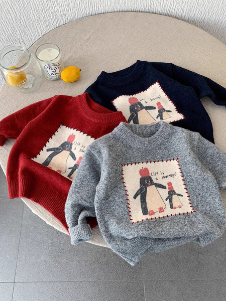 Children's winter knitted base keep warm demi-season sweater
