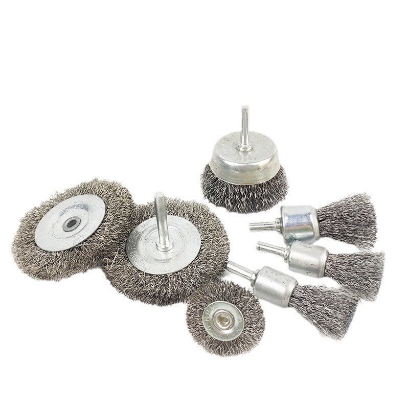 Cepillo de alambre de acero inoxidable taladro de mano cabeza de cepillo cabeza de molienda 6 varilla pulido rueda cepillo de limpieza industrial mini cepillo de alambre
