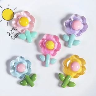 Fresh cute transparent flower rabbit resin accessories diy phone case charger protective cover accessories wholesale