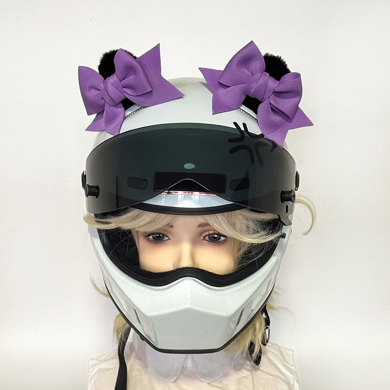 Helmet Decoration Auto Parts and Accessories - cat-ear-bow-purple-black-pair-of-ears-no-helmet