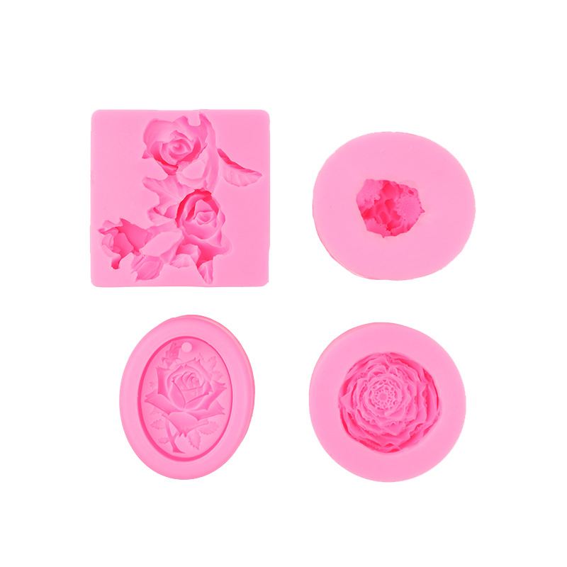Agujero tridimensional rosa margarita flor brote silicona molde hecho a mano yeso epoxi decoración decorativa molde vela