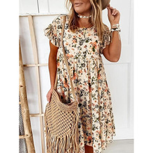 D 24390 Floral print loose short sleeve dress ����ӡ�����ɶ�