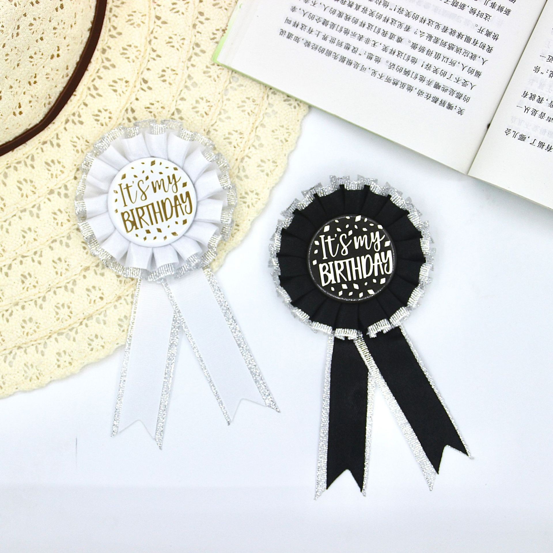 European and American Cross-Border Birthday Party It's My Birthday Badge Tinplate Ribbon Corsage Party Supplies