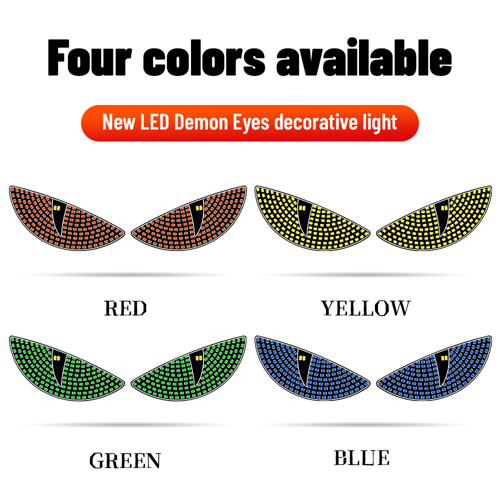 Cross-Border Hot-Selling Product: Car Dynamic Led Devil Eye Light, Wireless Rear Window Car Display Screen Expression Light