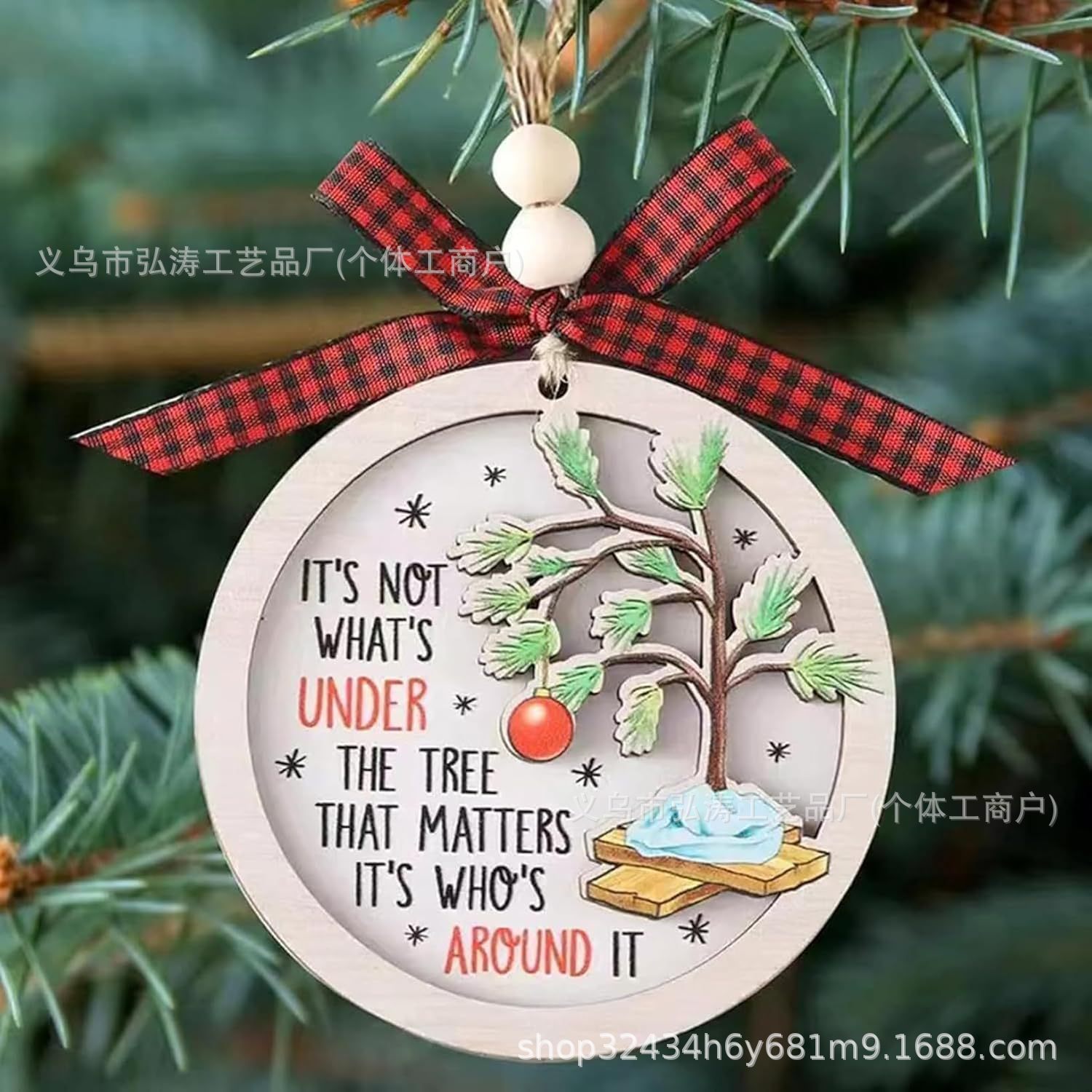Decoración colgante 2026 nuevo mejor regalo de mudanza decoración de madera decoración para el hogar decoración del árbol de Navidad rojo