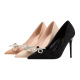 121-20 han edition fashion high heels for women's shoes high heel with shallow mouth tip diamond bow suede shoes