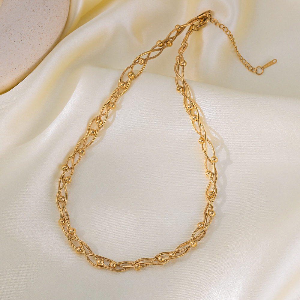 Pulsera de Acero de Titanio de Dongguan, Estilo Europeo y Americano, Diseño de Doble Cadena con Cuchillas, Exagerada, Hip-Hop, para Otoño e Invierno, No se Destiñe, para Mujer