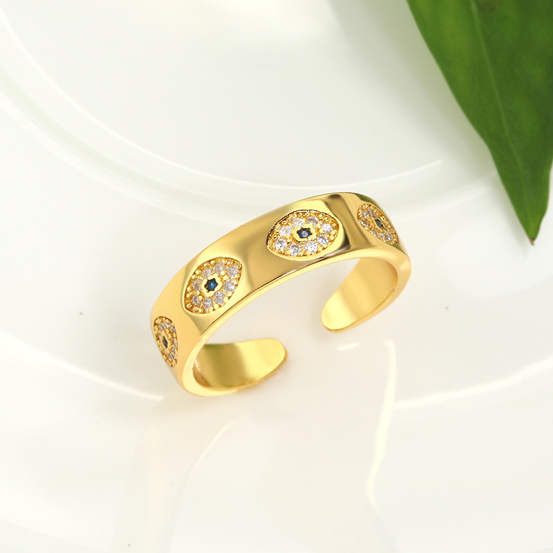 Daily Occasion Copper Material Classic Style Eye Copper Inlay Zircon Open Rings