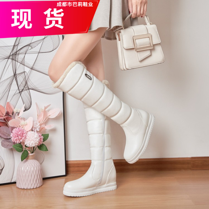 40-43 Autumn and Winter Warm Flat Long Boots with Internal Height Increase, High Knee Boots with Side Zipper Snow Boots 40-43 Autumn and Winter Warm Flat Long Boots with Internal Height Increase, High Knee Boots with Side Zipper Snow Boots