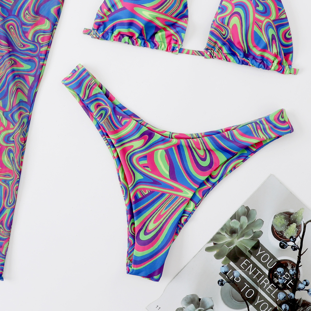 2022 AliExpress Europa y América Comercio exterior nuevo bikini sexy Bikini gasa larga falda de tres piezas traje de baño