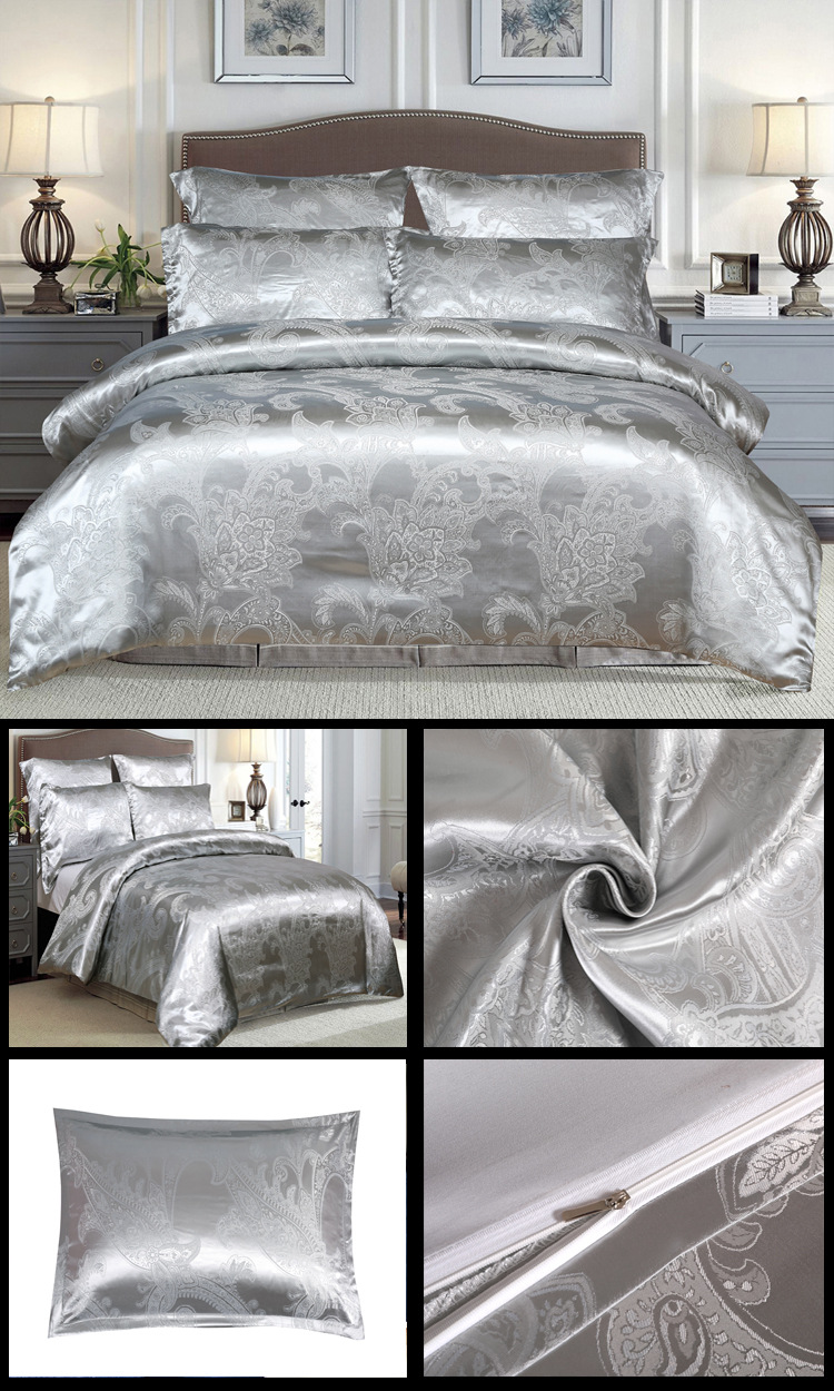 Set copripiumino jacquard in raso stile europeo da tre pezzi, Nantong_voghion.com