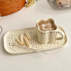 インスタ风カップセラミックマグカップコーヒーカップデザインセンス小众アフタヌーンティー食器コーヒーカップ皿セット