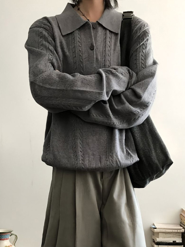 麦穗提花针织polo衫男款秋季老钱风穿搭cleanfit翻领条纹毛衣卫衣|undefined