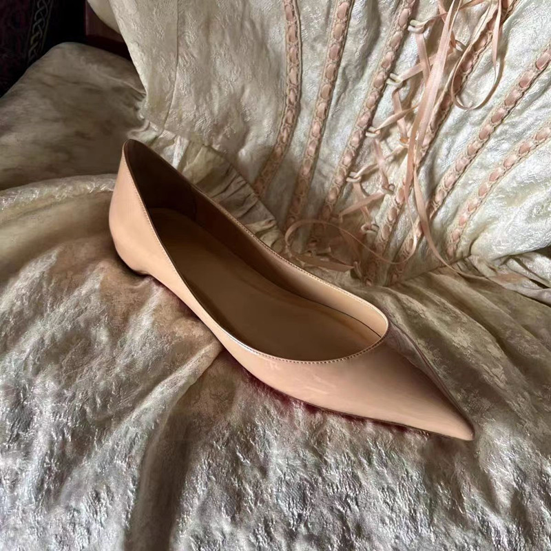 Women's Inner Height Increase 3cm Sole Heel Super Migration Flats Shoes Patent Leather Pure Color Versatile Casual Shallow Mouth Flats