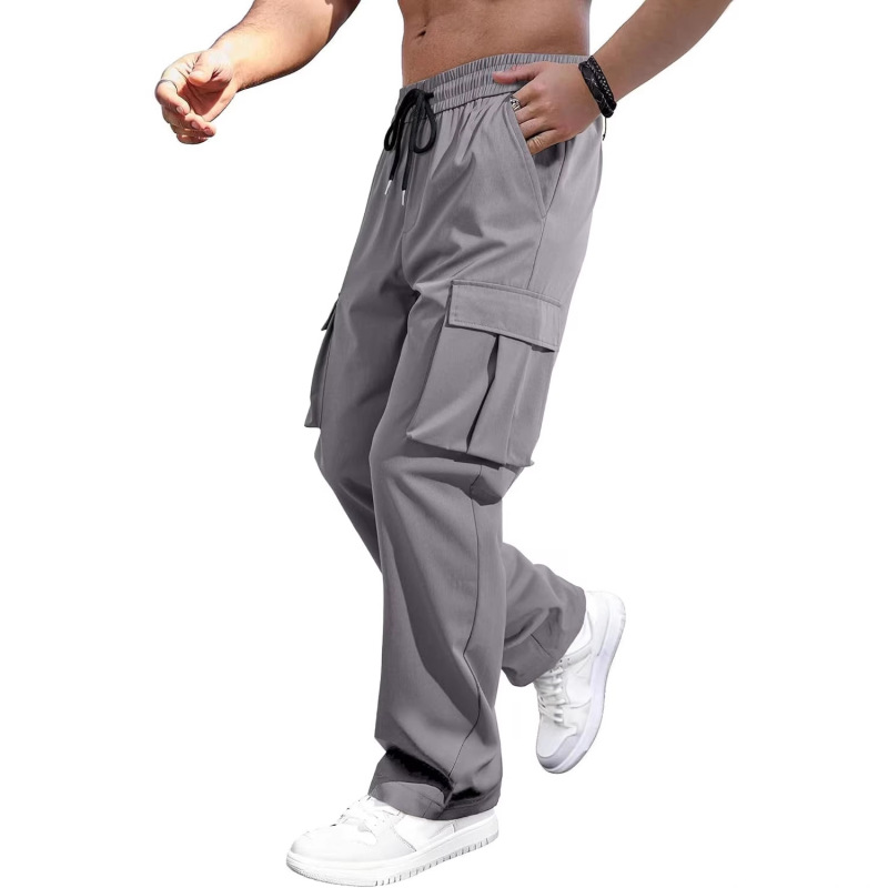 Amazon European Size New Men's Casual Multi-Pocket Cargo Pants Sports Jogging Pants Drawstring Tactical Long Pants Wholesale