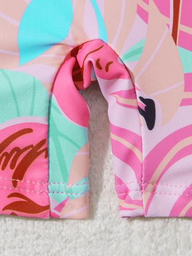 Long-sleeved one-piece children's swimsuit for girls—cute, modest zip-up printed diving suit/swimsuit for little girls