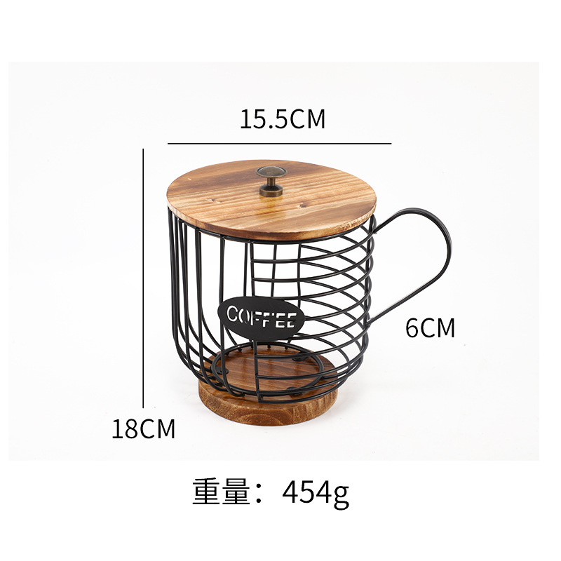 Cápsulas de café de hierro forjado con tapa de nórdico almacenamiento de metal azul gran capacidad de almacenamiento cesta de mesa de taza de agua estilo cesta de frutas