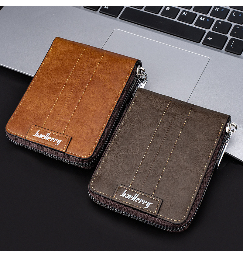 Men's Gender Men's Solid Color Pu Leather Zipper Small Wallets