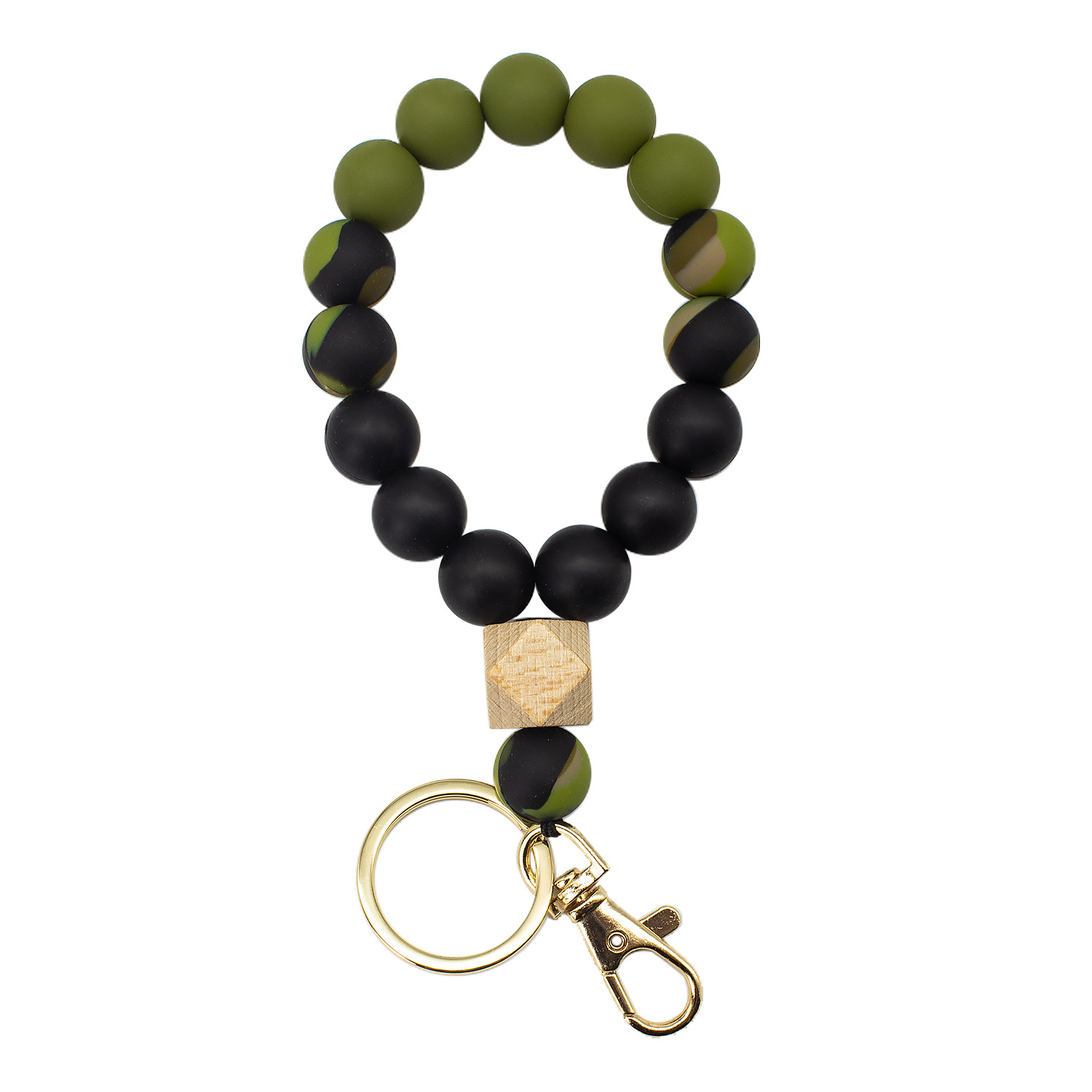 Pulsera de cuentas de silicona de color europeo y americano llavero Amazon pulsera de cuentas de estampado de leopardo de alta calidad pulsera llavero