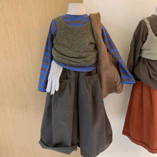 2025女童秋款套装条纹洋气女孩运动三件套