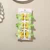 #1 Gradient green and yellow [6-piece set with card] 4cm glossy plumeria style