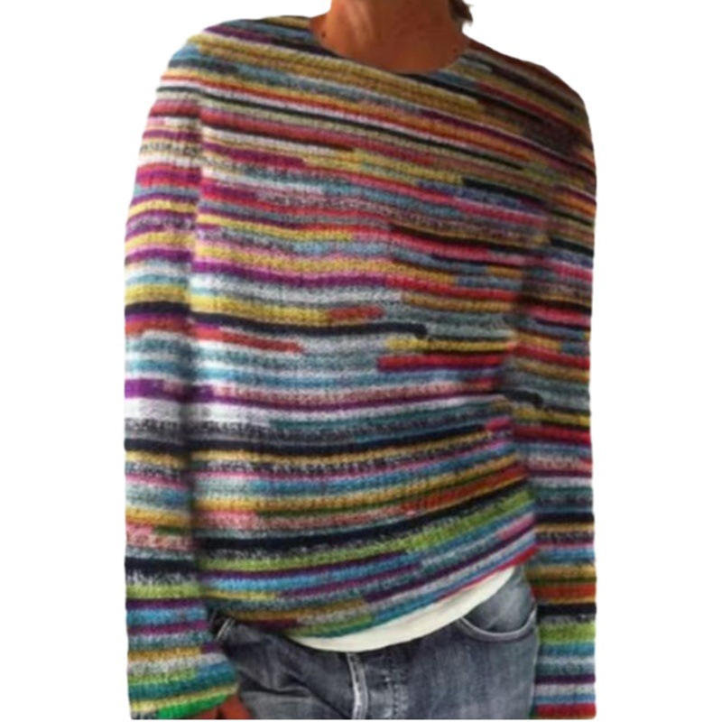 En stock 3D impreso suéter de las mujeres patrón suéter casual suelta de manga larga de punto superior