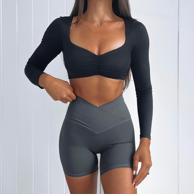 Y2K Fitness Sports Tight Yoga Shorts Women's Clothing with Elastic Design on Amazon Independent Site