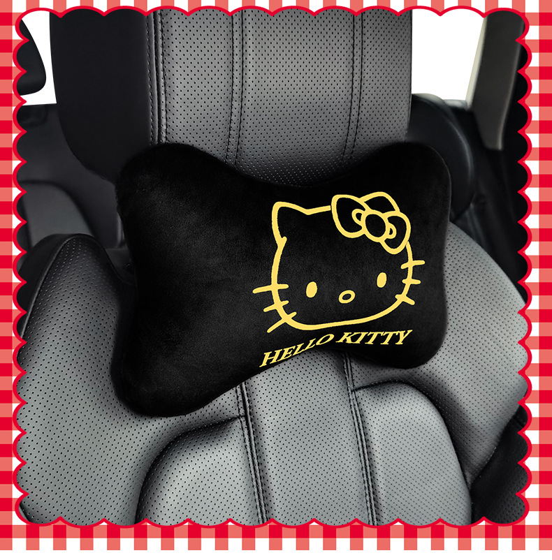 Hellokitty Car Pillow Cute Cartoon Car Headrest Neck Pillow Popular Leather Pillow Bone Pillow for Women