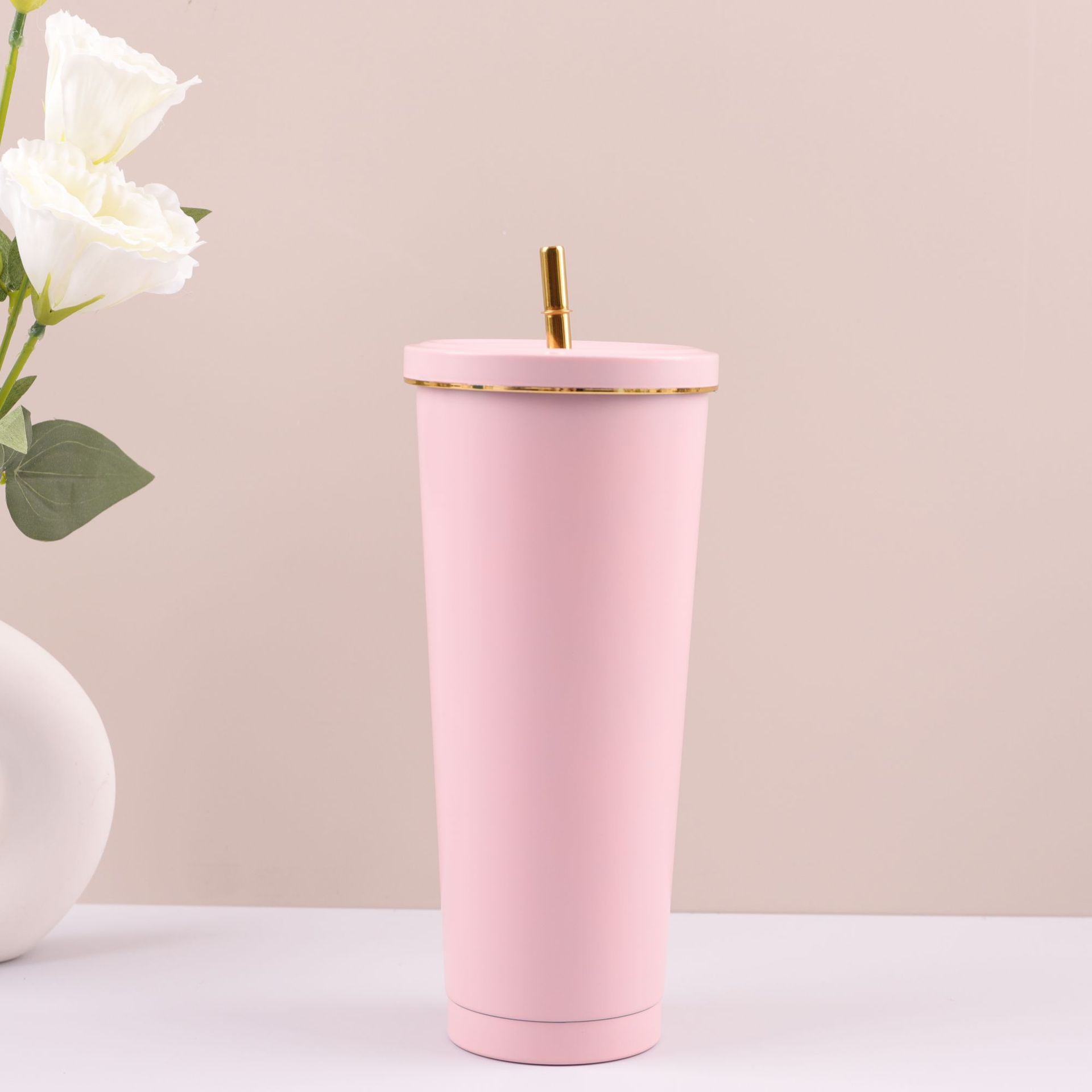 Especial transfronteriza 304 taza de café de paja de acero inoxidable taza de vacío de doble capa portátil al aire libre taza de vacío de coche frío