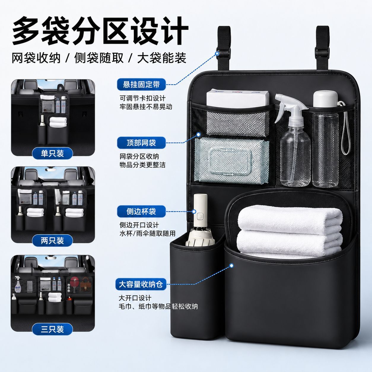 Suv Car Trunk Storage Bag, Multi-Functional Seat Back Storage Hanging Bag, Large Capacity Waterproof Storage Box