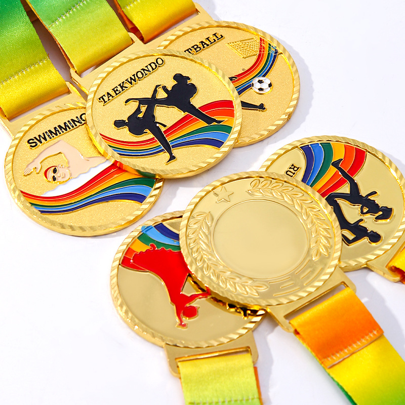 En stock metal medalla juegos corriendo Campus Fútbol baloncesto competencia premios oro plata cobre Fabricación de medalla conmemorativa