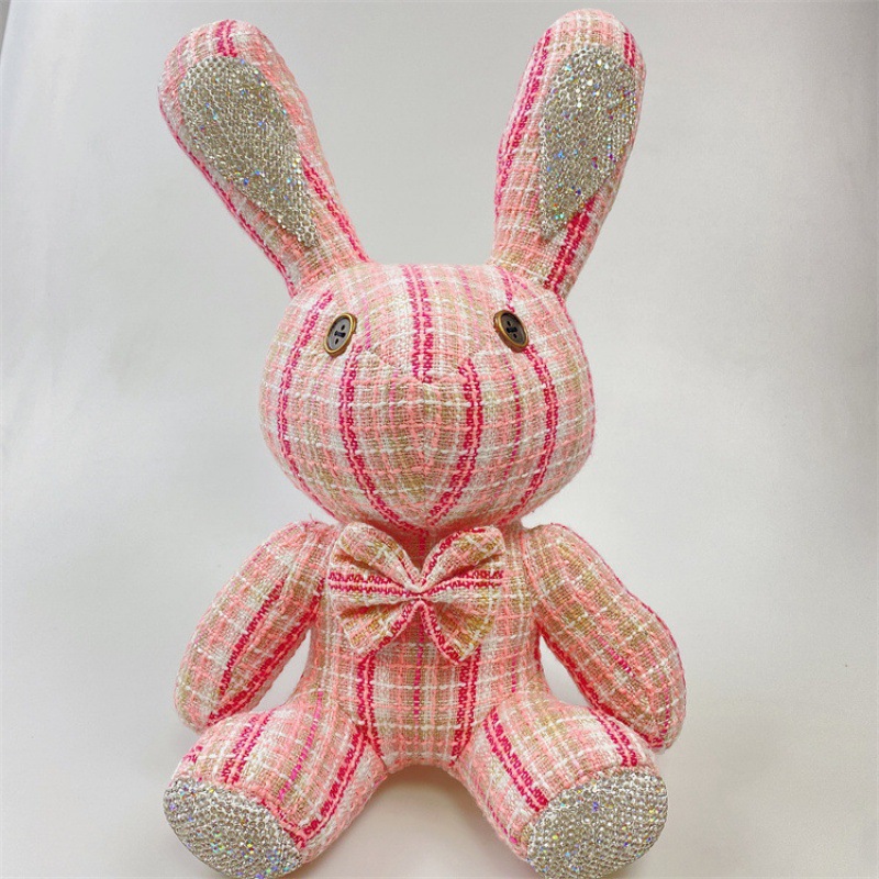 인기 있는 핑크 줄무늬 다이아몬드 박힌 토끼