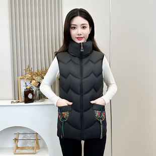Cross-border Cotton Vest Women's Autumn and Winter Windproof Warm Leisure All-match Small Ware Shoulder Middle-aged and Elderly Mother's 2024 New Fashionable