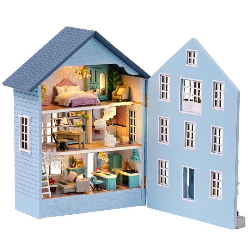 DIY Cottage House Model Miniature World Small Town Scene Sandbox Hecho a mano para hacer regalos de cumpleaños para chicas