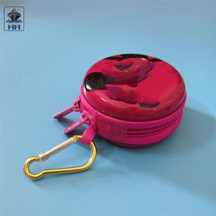 Zipper bag keychain Christmas tinplate box coin purse mini zipper earphone bag storage tin
