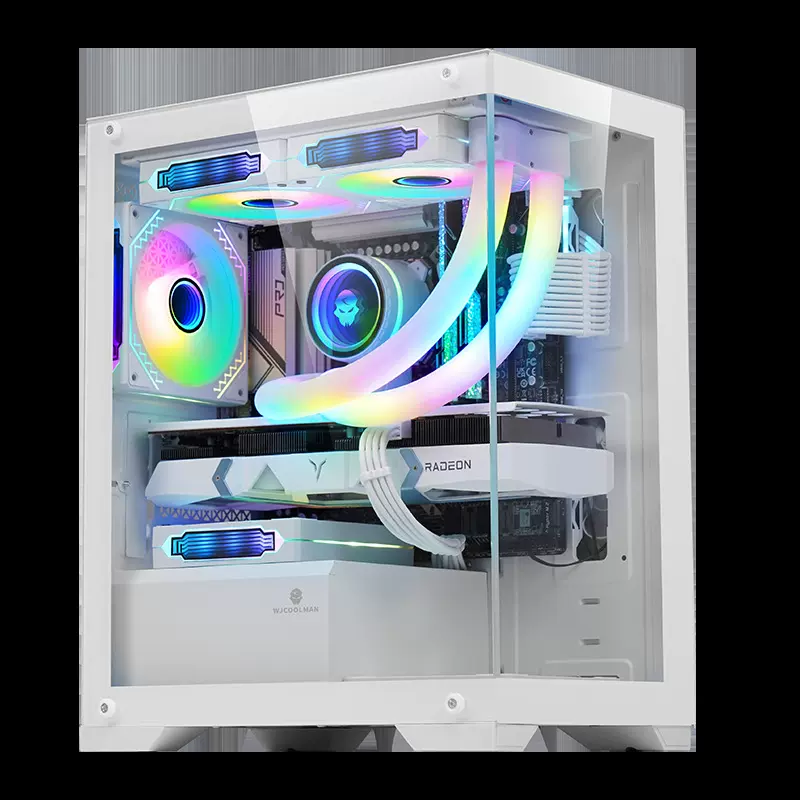 玩嘉棱镜mini台式玻璃侧透游戏电竞MATX电脑机箱