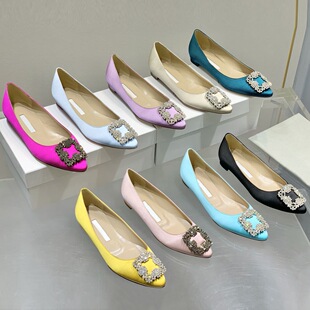 MBŮЬˮ荻�Ьƽ��ЬDark Fuchsia Satin Jewel Buckle Flat Pum