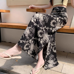 春夏侧开叉碎花雪纺半身裙女2025新款法式风情万种包臀鱼尾长裙