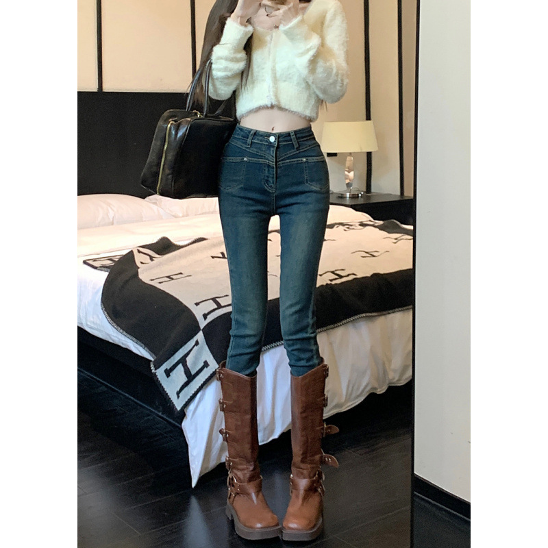 New Stretchy Jeans for Women, Slim Fit, Low to Mid-Rise Pencil Pants, Versatile for Autumn and Winter