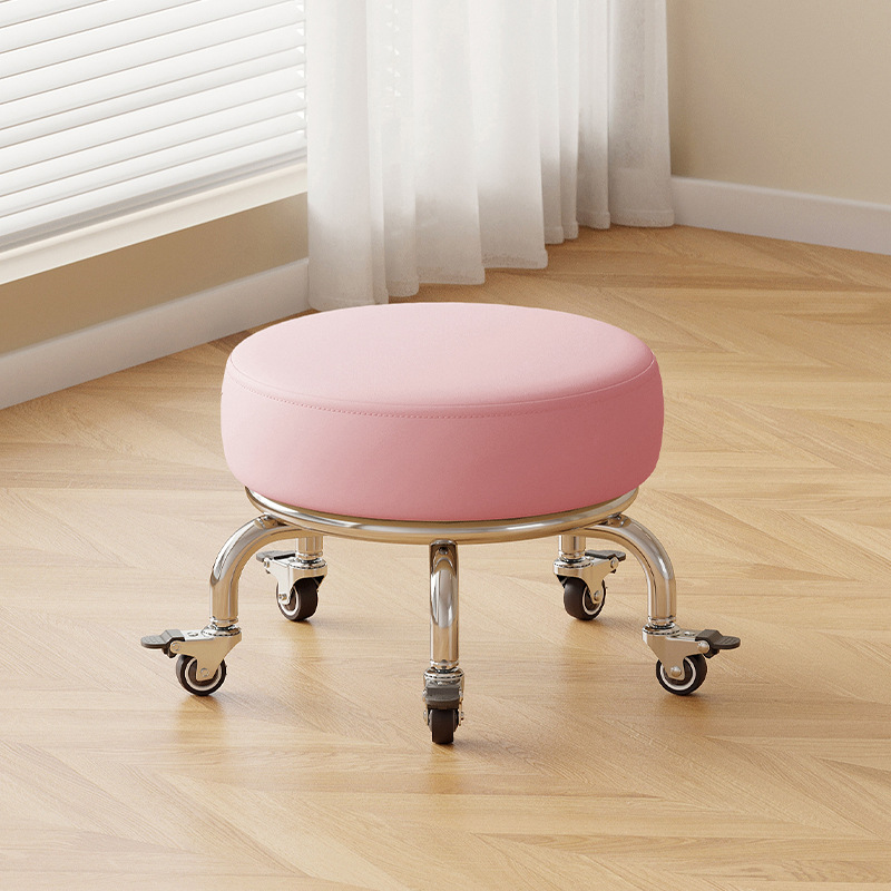Polia doméstica taburete bajo rueda universal pequeño taburete silencioso rotativo taburete redondo móvil con artefacto moderno y simple
