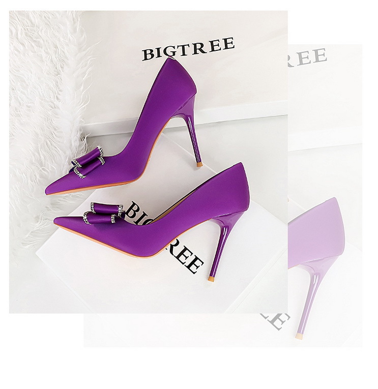 High Heels Stiletto High Heels Damenschuhe flacher Schnitt Pointe Strass Bogen Einzelschuh Damen_voghion.com