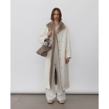 边也Bie两面穿时尚环保皮草大衣女长款冬季加厚保暖翻领风衣外套