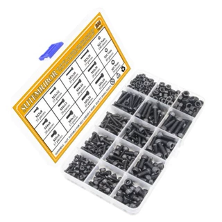 亚马逊爆款 560pcs M3 M4 M5 碳钢圆柱头内六角螺丝配螺母盒装