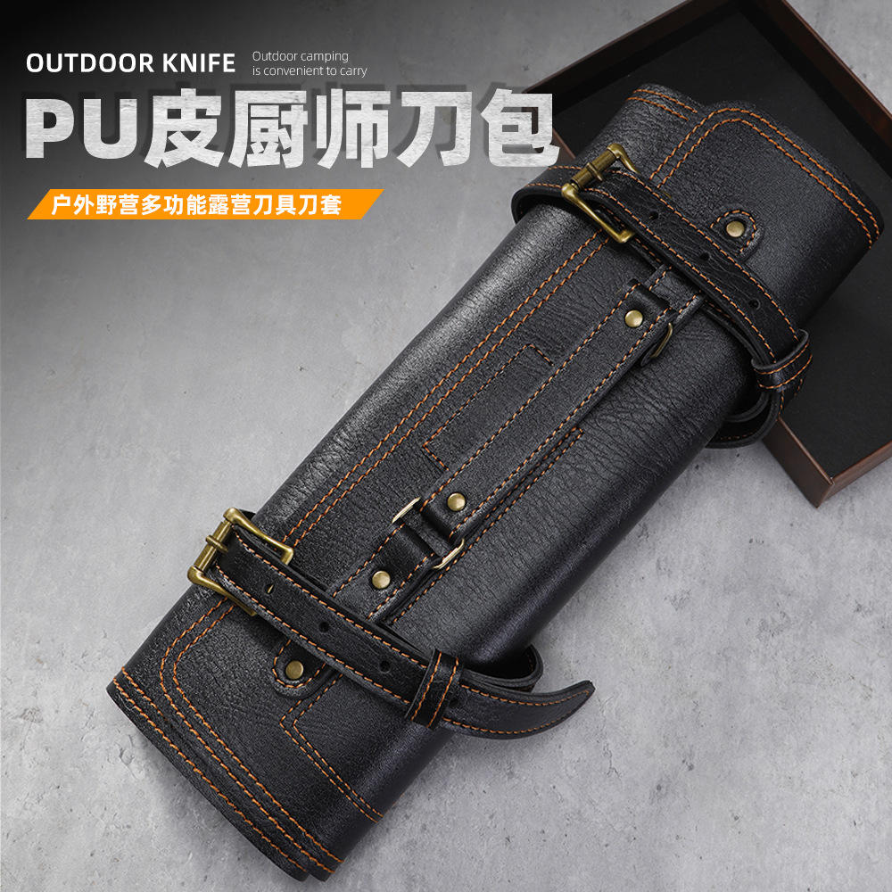 纯手工雕花头层牛皮禃油皮树膏皮鳄鱼纹双拼镶嵌高端厨师刀套