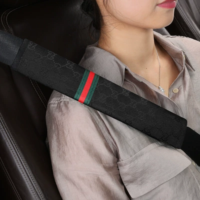 Car seat belt shoulder pad four seasons universal linen extended super long anti-wear clothing large truck safety belt protective cover (Seat belt shoulder pad) - c01-linen-classic-black-30cm-single
