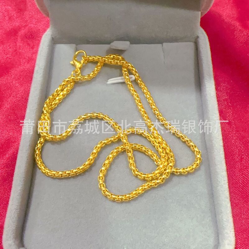 Imitation gold necklace 3.0 coarse corn box necklace European and American fashion box chain jewelry accessories chain gold plated wholesale