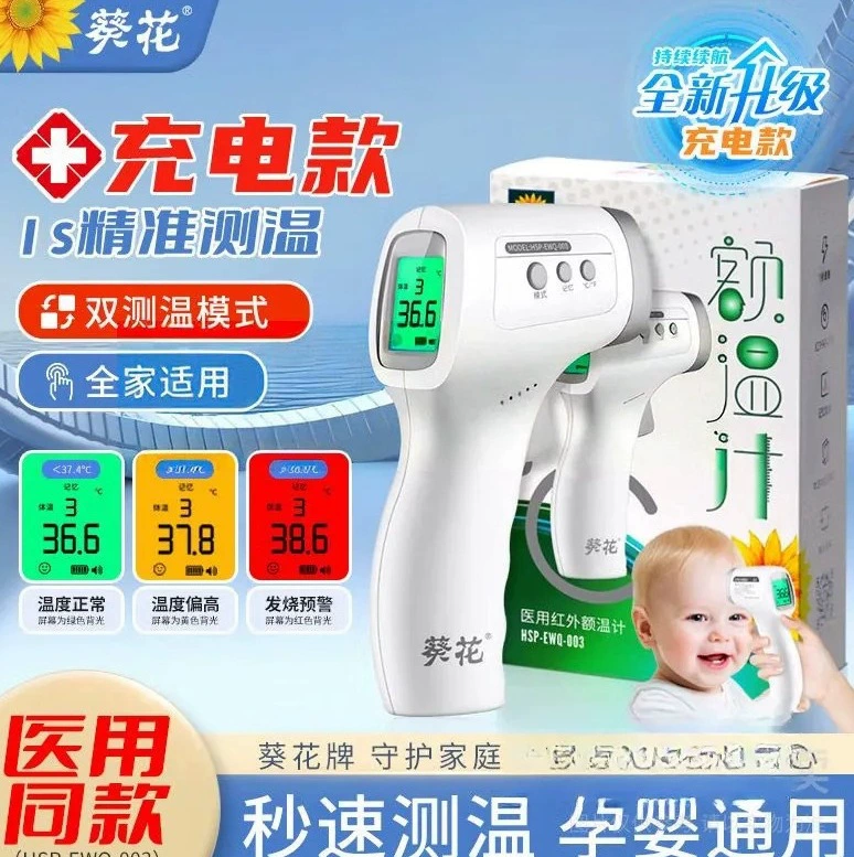 Медицинский инфракрасный лобный термометр Sunflower (модель с голосовой зарядкой высокого класса) 1 шт.