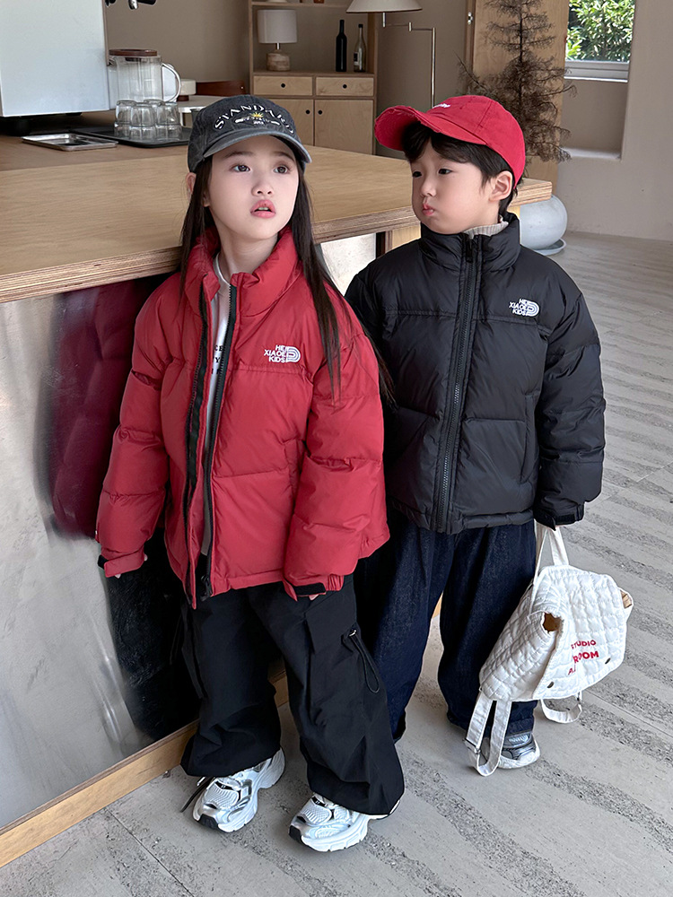 Children's short demi-season velvet down jacket for boys