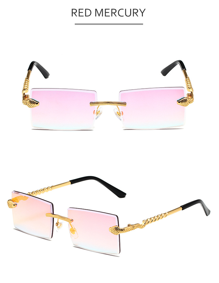 60g Weight Frameless Glasses Structure Sunglasses Classification PC, UV400 Protection Lens Material Square Glasses Style Casual, Daily Occasion Solid Color Pattern Unisex Gender Retro, Simple Style Style Gold, Black Color Retro Simple Style Solid Color PC UV400 Protection Square Frameless Women's Sunglasses 11